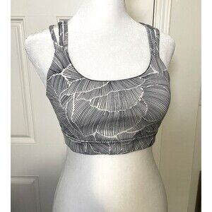 GapFit Women's Support Strappy Sports Bra White & Black Print Padded Size Small